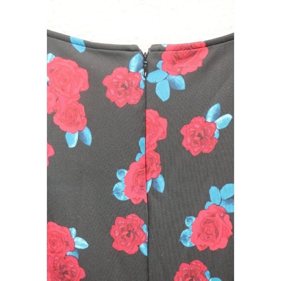 Lane Bryant Black w/Roses Fit and Flare Midi Dress-Size 14-Whimsigoth - Picture 8 of 8